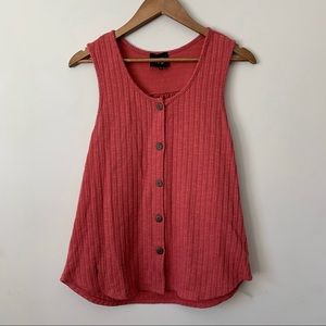 W5 Anthro Ribbed Rust Pink Spring Button Tank Top
